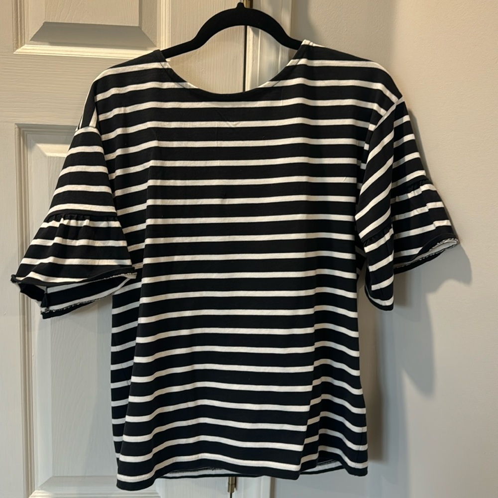 J Crew Black and White Striped Tshirt